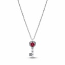 Collar Pandora Llave Corazón Rojo Elevado Plata 394392C01-45