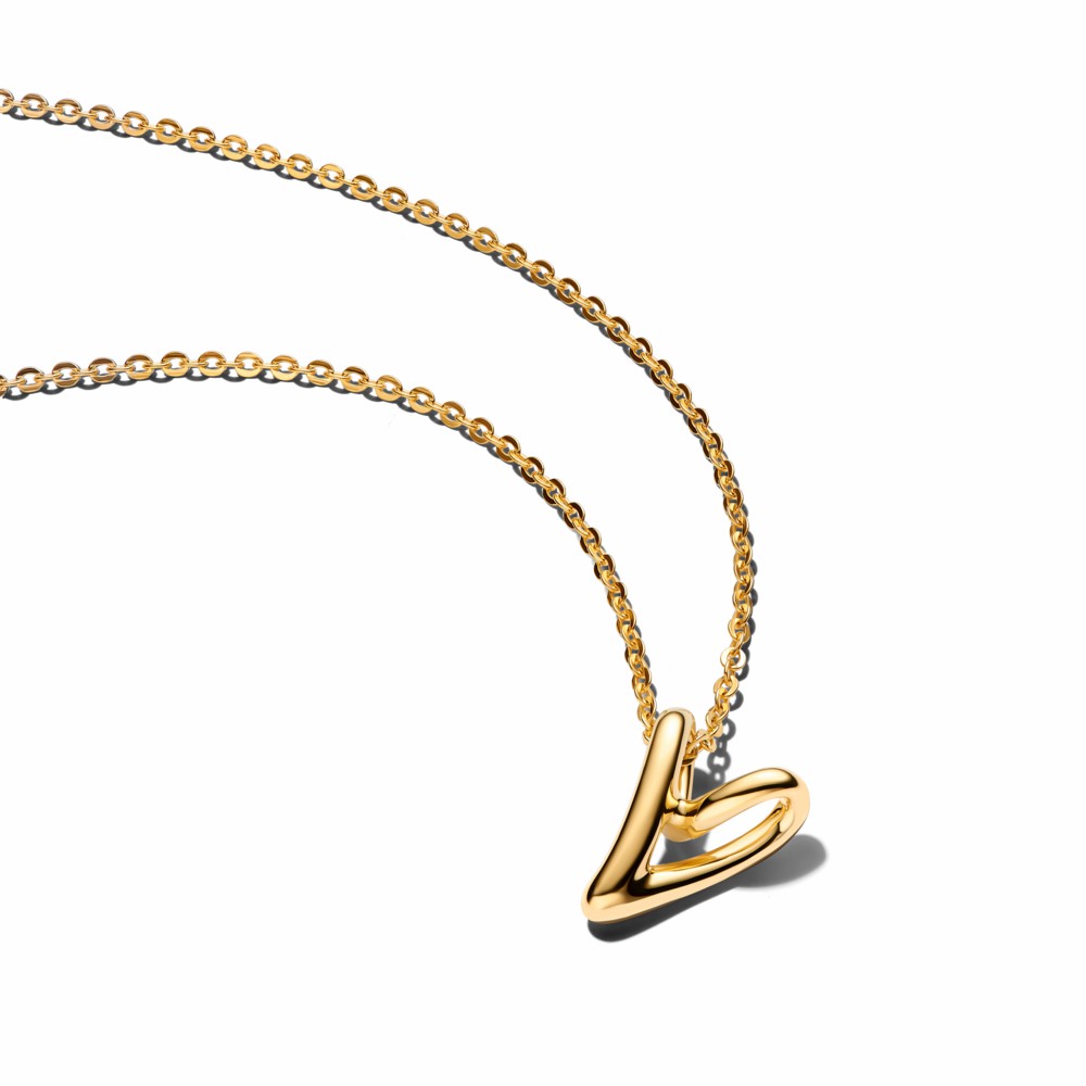 Collar Pandora Corazón Pequeño Forma Orgánica Dorado 364360C00-45