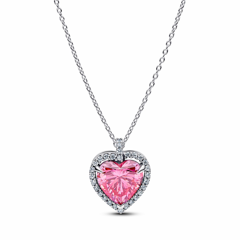  Collar Pandora Halo Corazón Rosa 394414C01-45