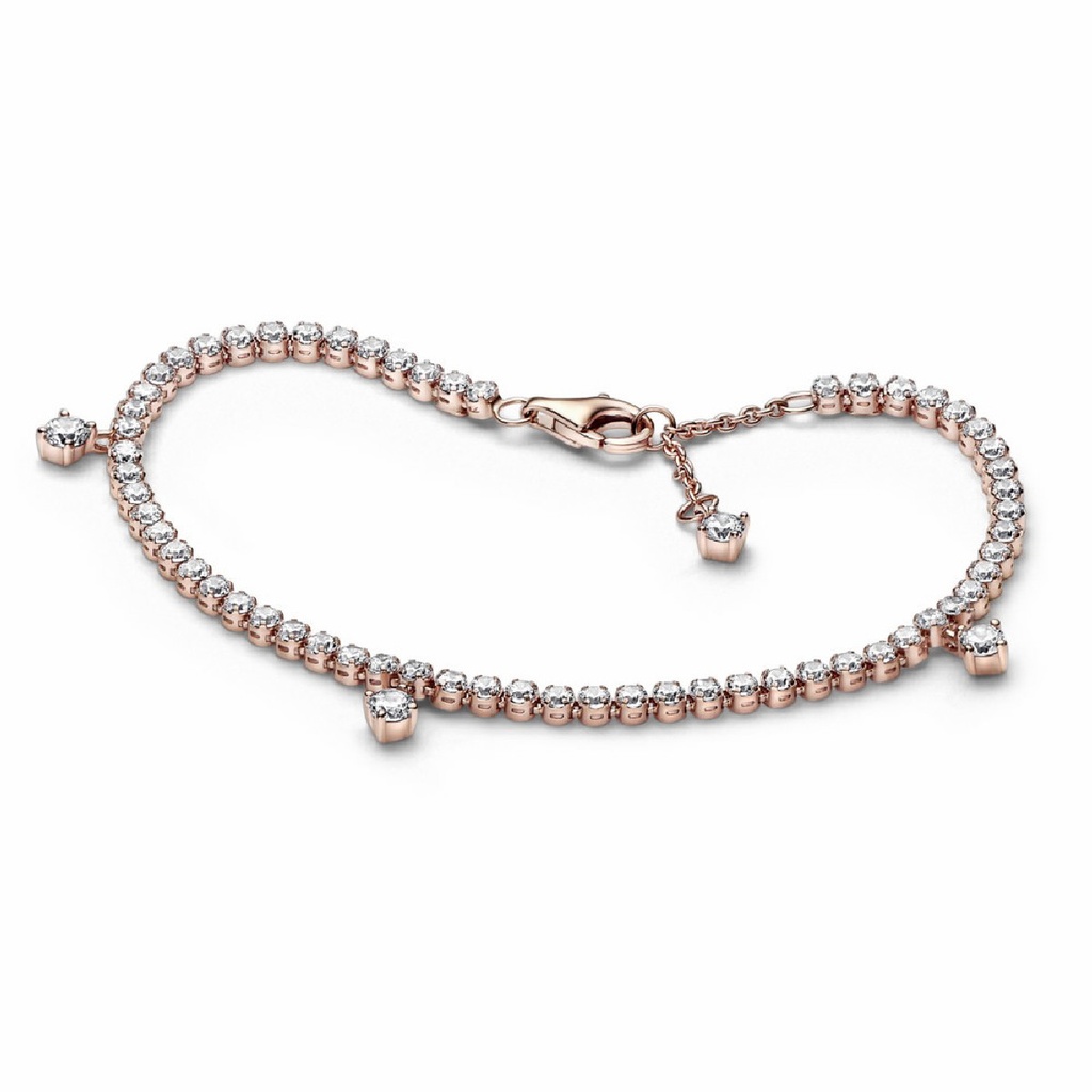 Pulsera Pandora Rose Tenis Gotas Brillantes 