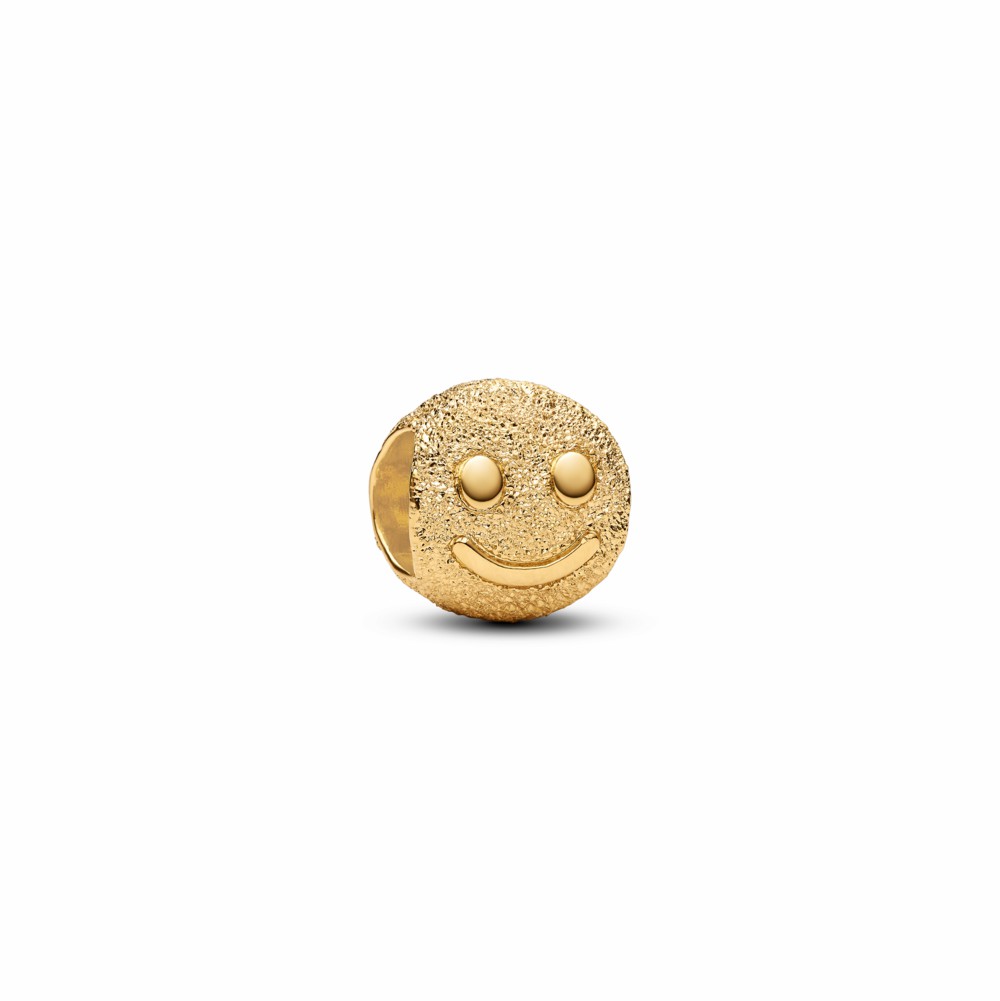 Charm Pandora Mini Cara Feliz Textura Dorada 764526C00