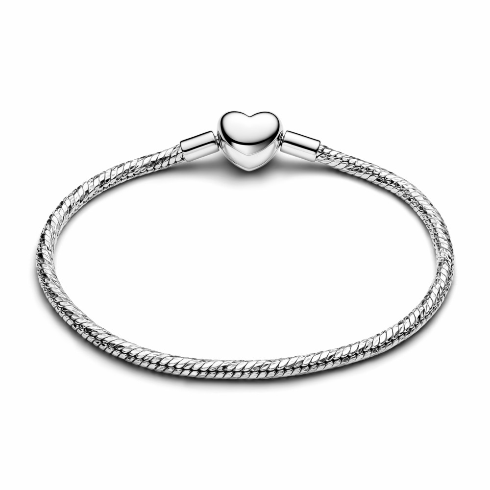 Pulsera Pandora Cadena Serpiente Cierre Corazón Facetado Grabable 594236C00