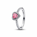 Anillo Pandora Corazón Rosa Elevado