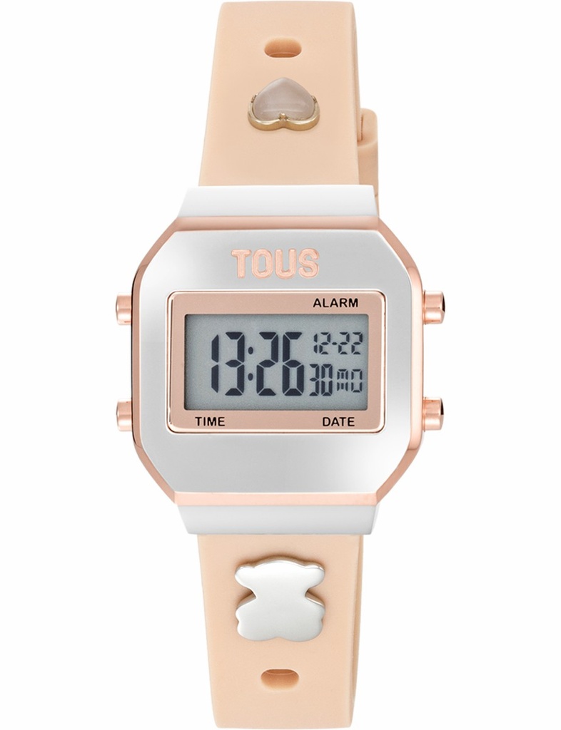 Reloj Tous XPRESurSLF SS/IPRG Charms Digital Plateado y Rosa 3000150900