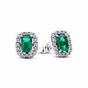 Pendientes Pandora Botón Halo Rectangular Verde Brillante 294501C01