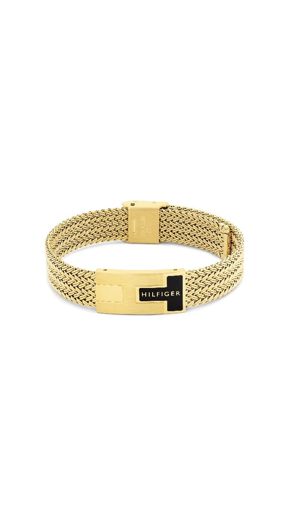 Pulsera Tommy Hilfiger Nautical Mesh Hombre Ajustable Malla Acero Dorado 2790706