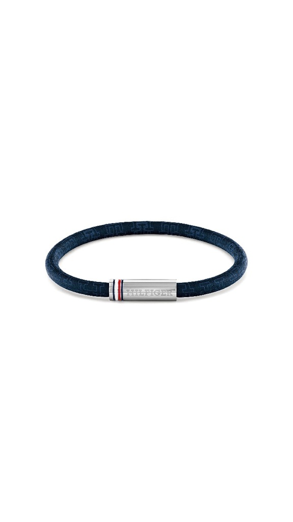 Pulsera Tommy Hilfiger Cuero Cordón Azul y Acero Hombre 2790702
