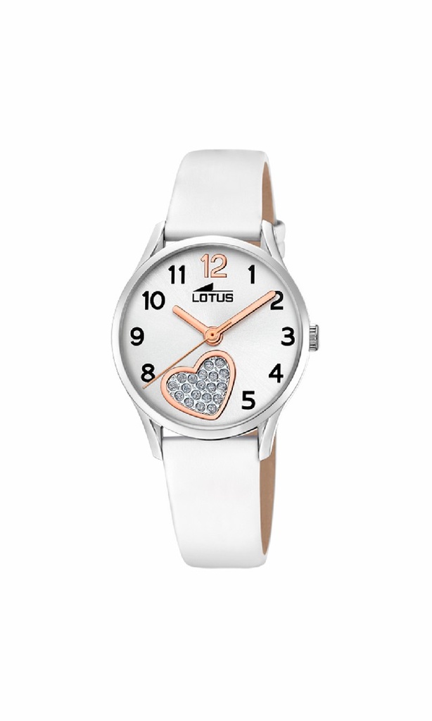 Reloj Lotus Junior Niña Piel Blanca y Esfera Blanca con Corazón 18406/E