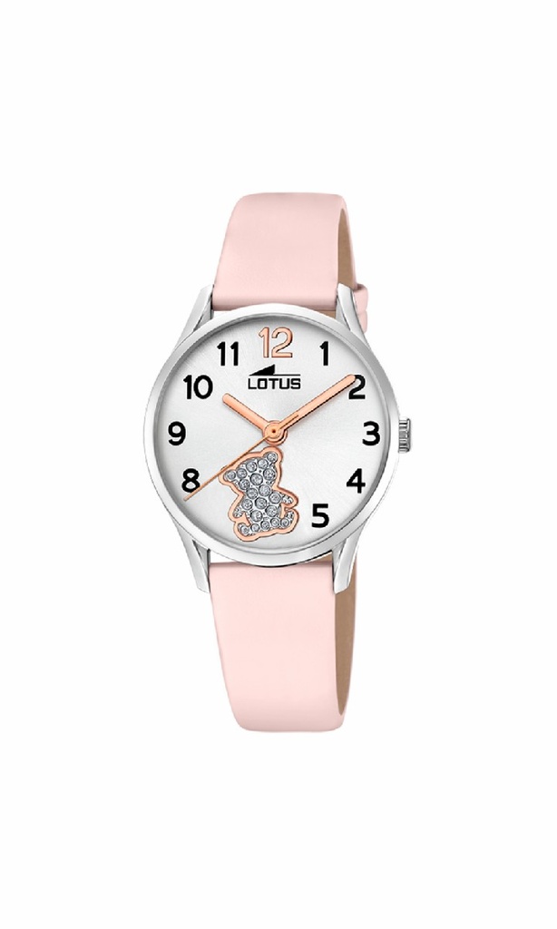 Reloj Lotus Junior Niña Piel Rosa y Esfera Blanca con Oso 18406/F