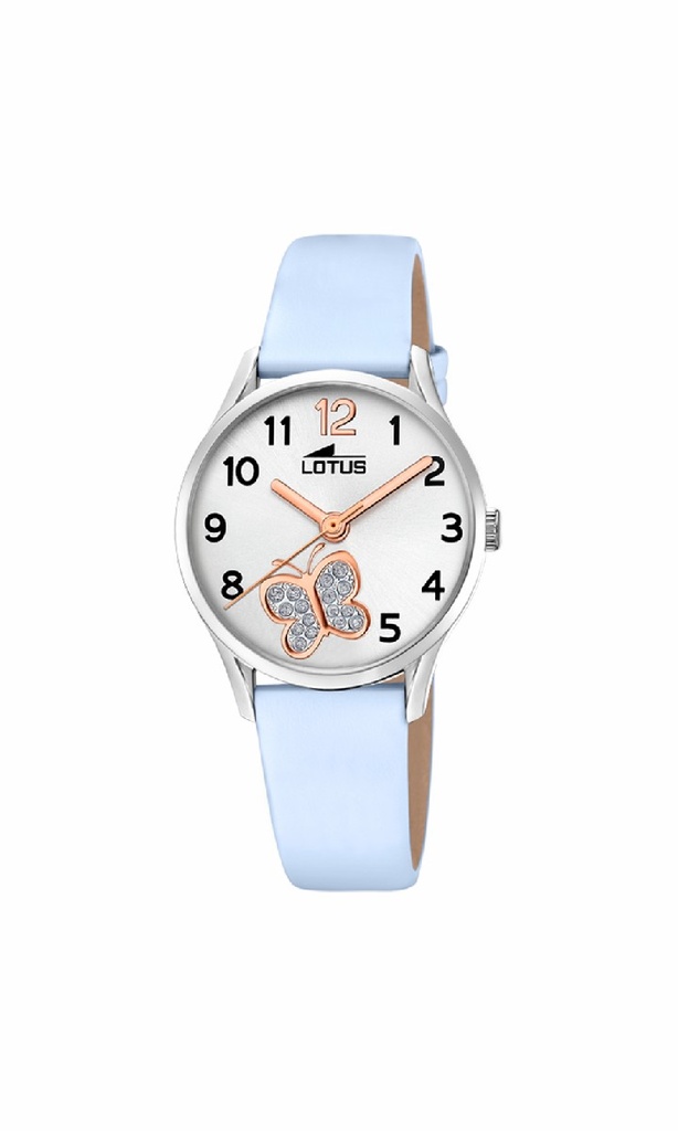 Reloj Lotus Junior Niña Piel Azul y Esfera Blanca con Mariposa 18406/G