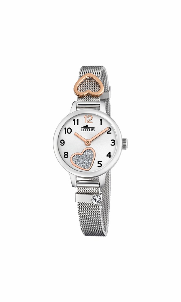 Reloj Lotus Junior Niña Acero y Esfera Platead con Corazón 18659/1