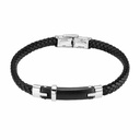 Pulsera Lotus Style Men Basic Acero Inoxidable y Piel Negra Hombre LS2546-2/1