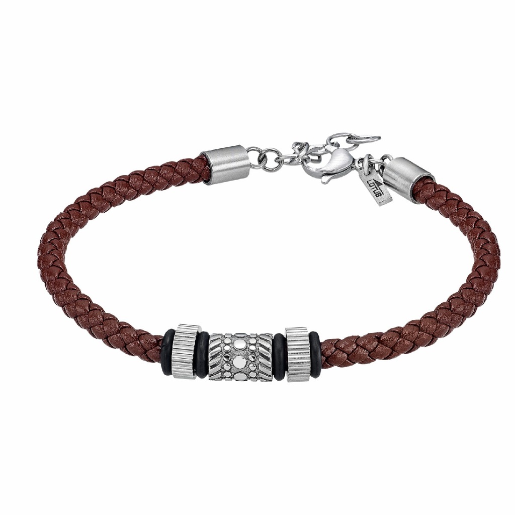 Pulsera Lotus Style Men Basic Acero Inoxidable y Piel Marrón Hombre LS2549-2/2
