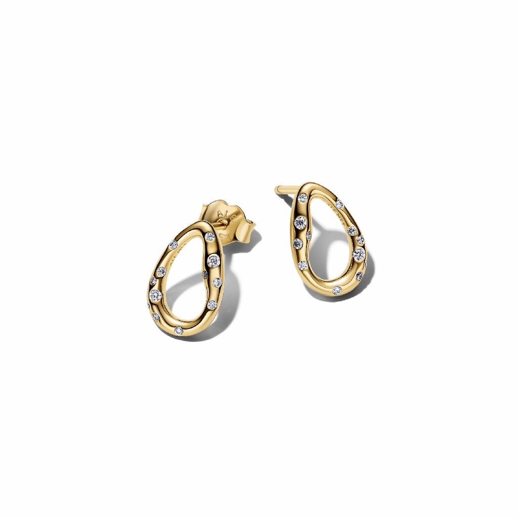 Pendientes Pandora de Botón Óvalos Forma Orgánica con Gemas Engastadas 264659C01