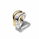 Anillo Pandora Combinables Forma Orgánica en Dos Tonos 164674C01