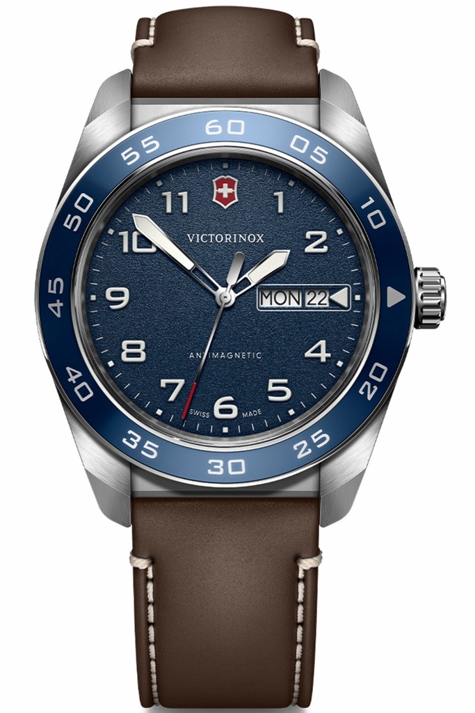 Reloj Victorinox Swiss Army SS Blue Dial Brown Strap Hombre V242040