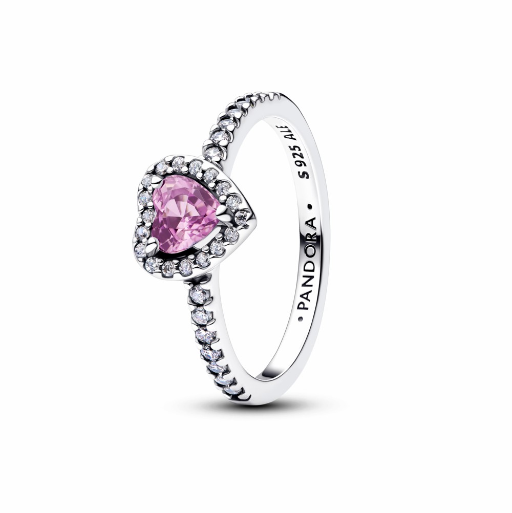 Anillo Pandora Corazón Lila  Relieve 198421C12