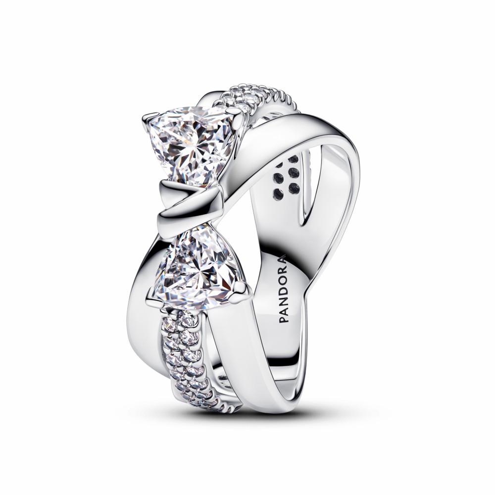 Anillo Pandora Banda Cruzada Lazo Brillante 193553C01