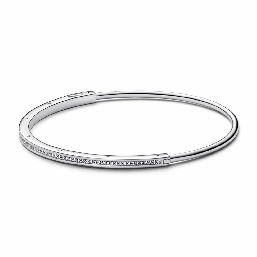 Pulsera rígida Pandora Signature I-D Pavé