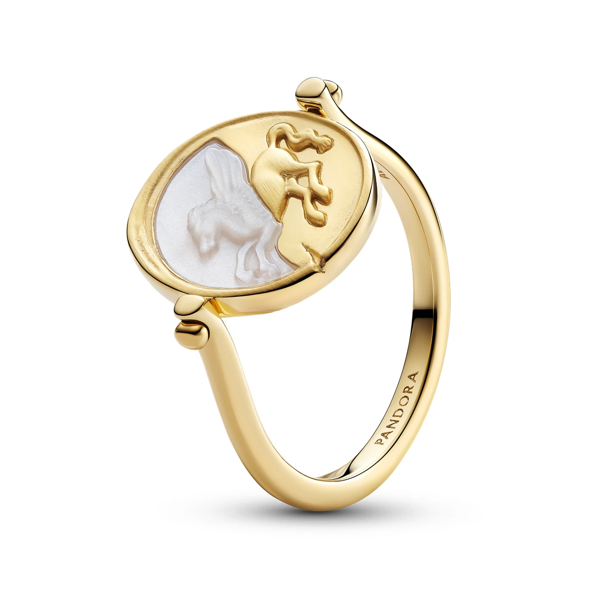 Anillo Medallón Reversible con un recubrimiento en oro de 14k Pegaso