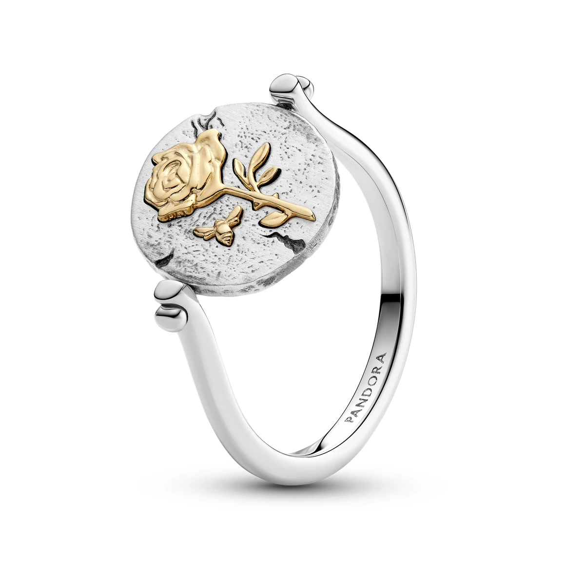 Anillo Medallón Reversible en plata de ley y con un recubrimiento en oro de 14k Rosa