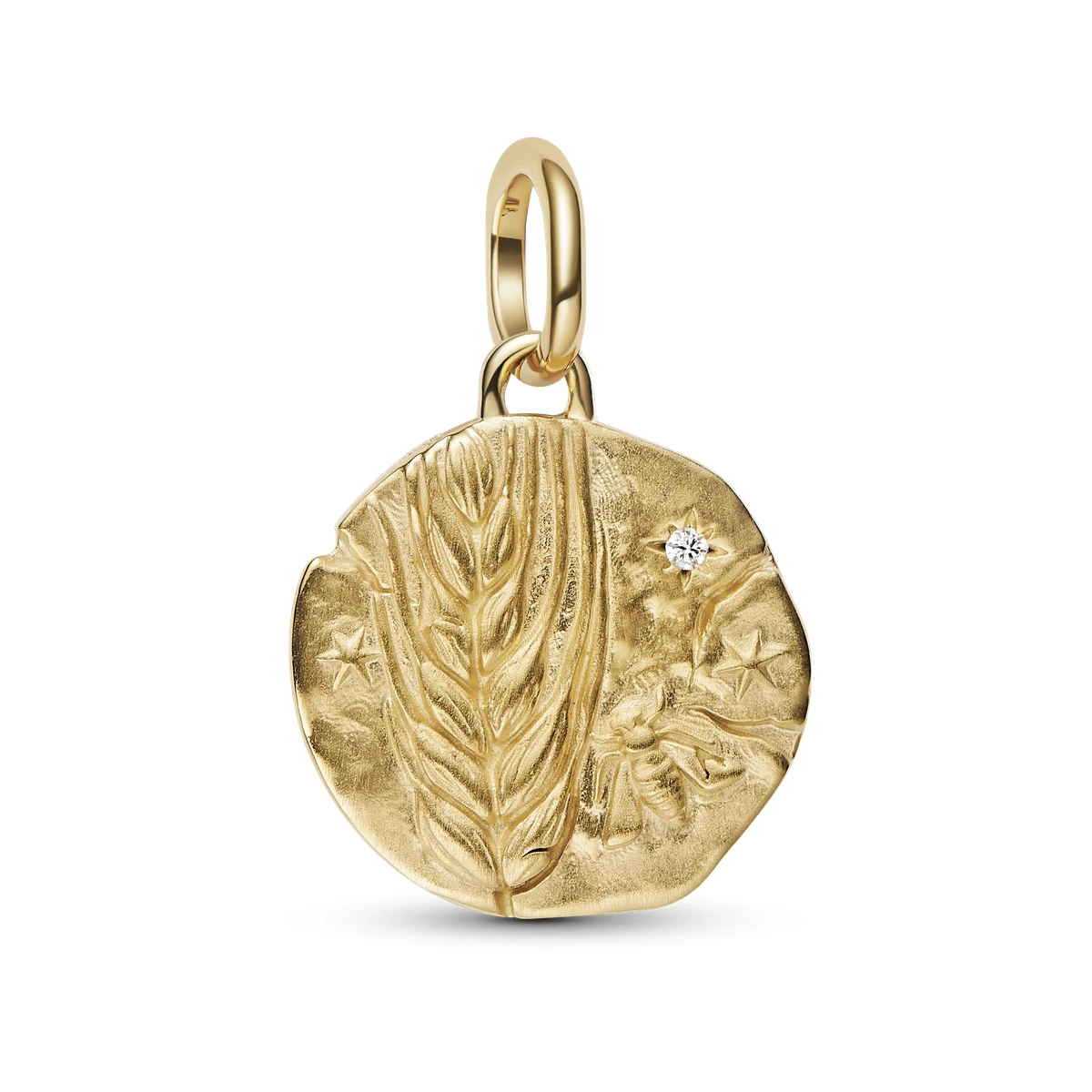 Charm Medallón con un recubrimiento en oro de 14k Trigo