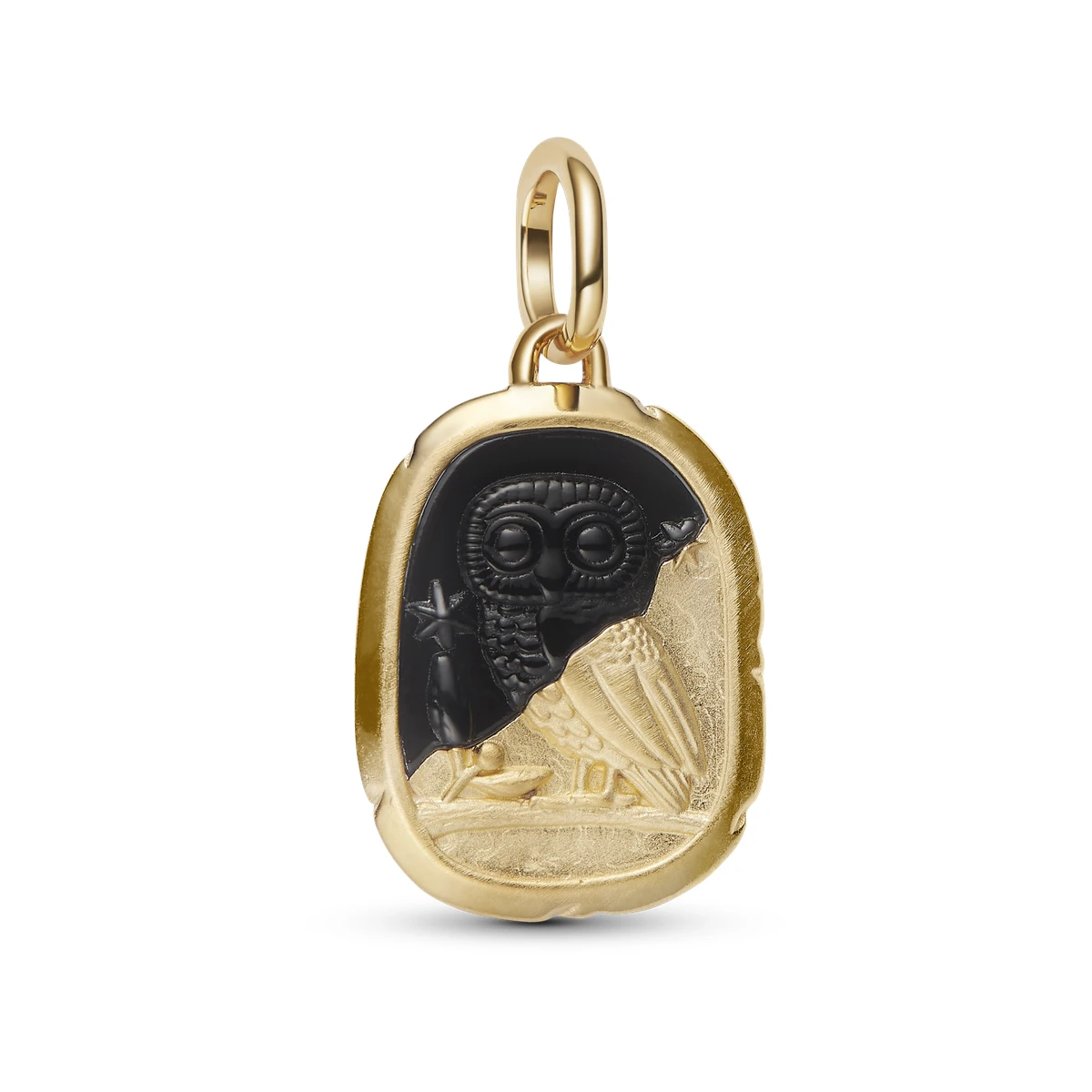 Charm Medallón con un recubrimiento en oro de 14k Búho
