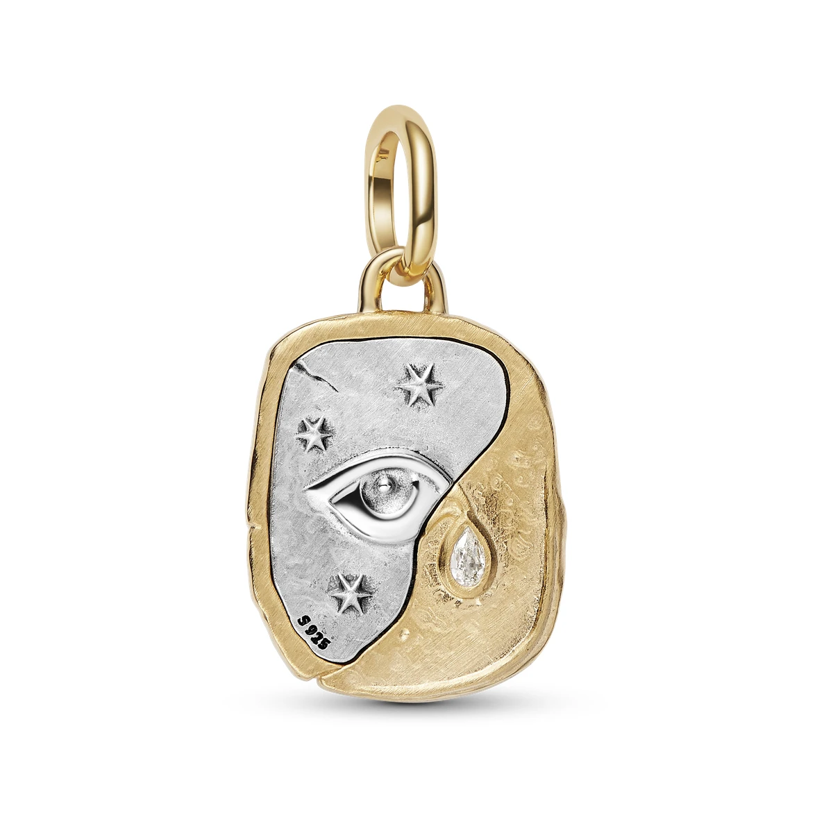 Charm Medallón en plata de ley y con un recubrimiento en oro de 14k Ojo