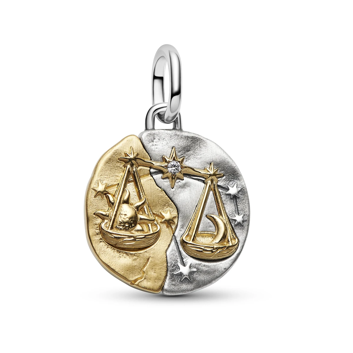 Charm Medallón en plata de ley y con un recubrimiento en oro de 14k Zodiaco Libra