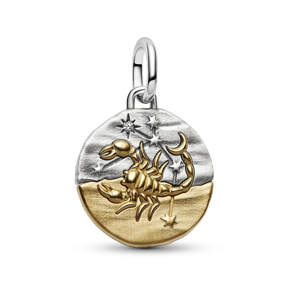 Charm Medallón en plata de ley y con un recubrimiento en oro de 14k Zodiaco Escorpio
