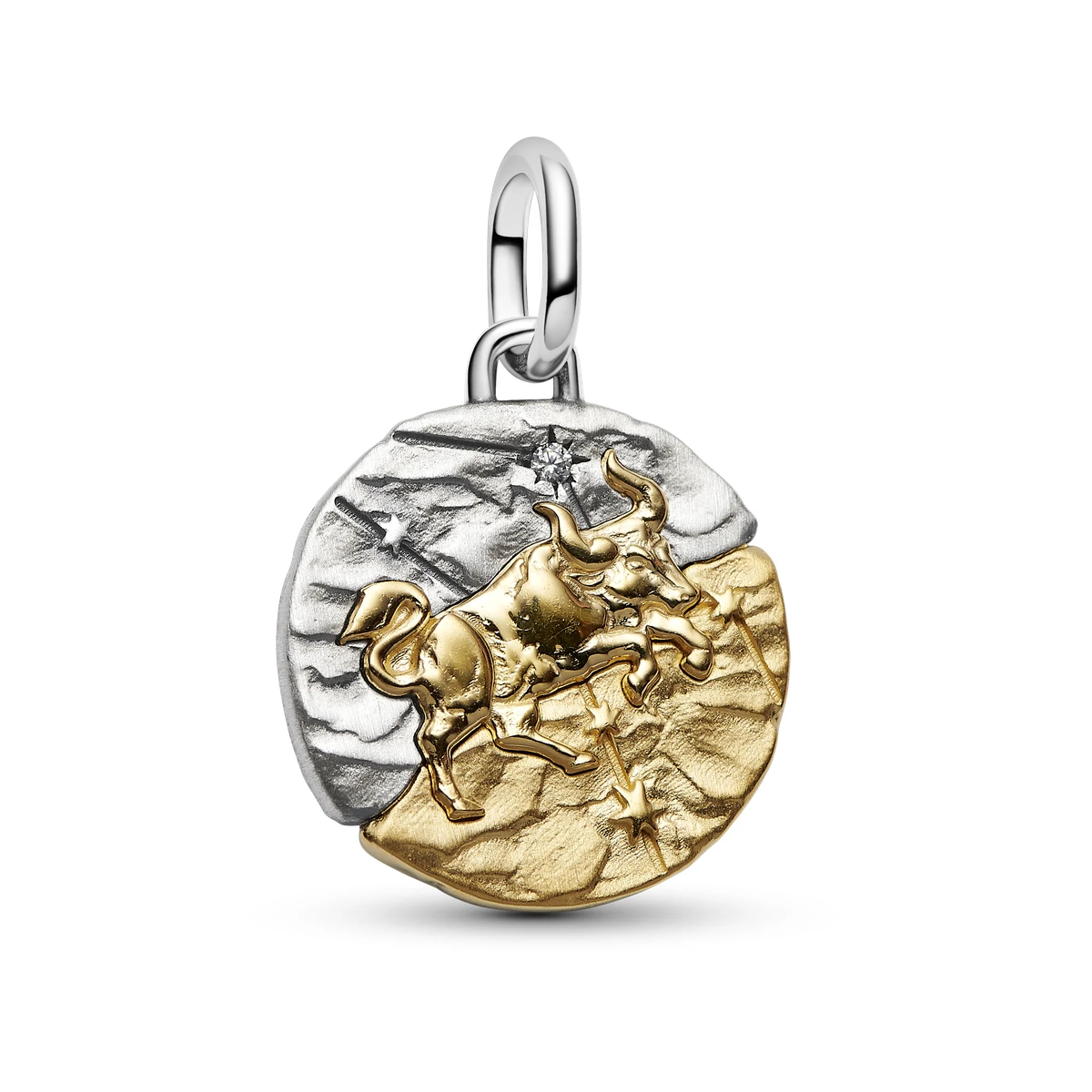 Charm Medallón en plata de ley y con un recubrimiento en oro de 14k Zodiaco Tauro