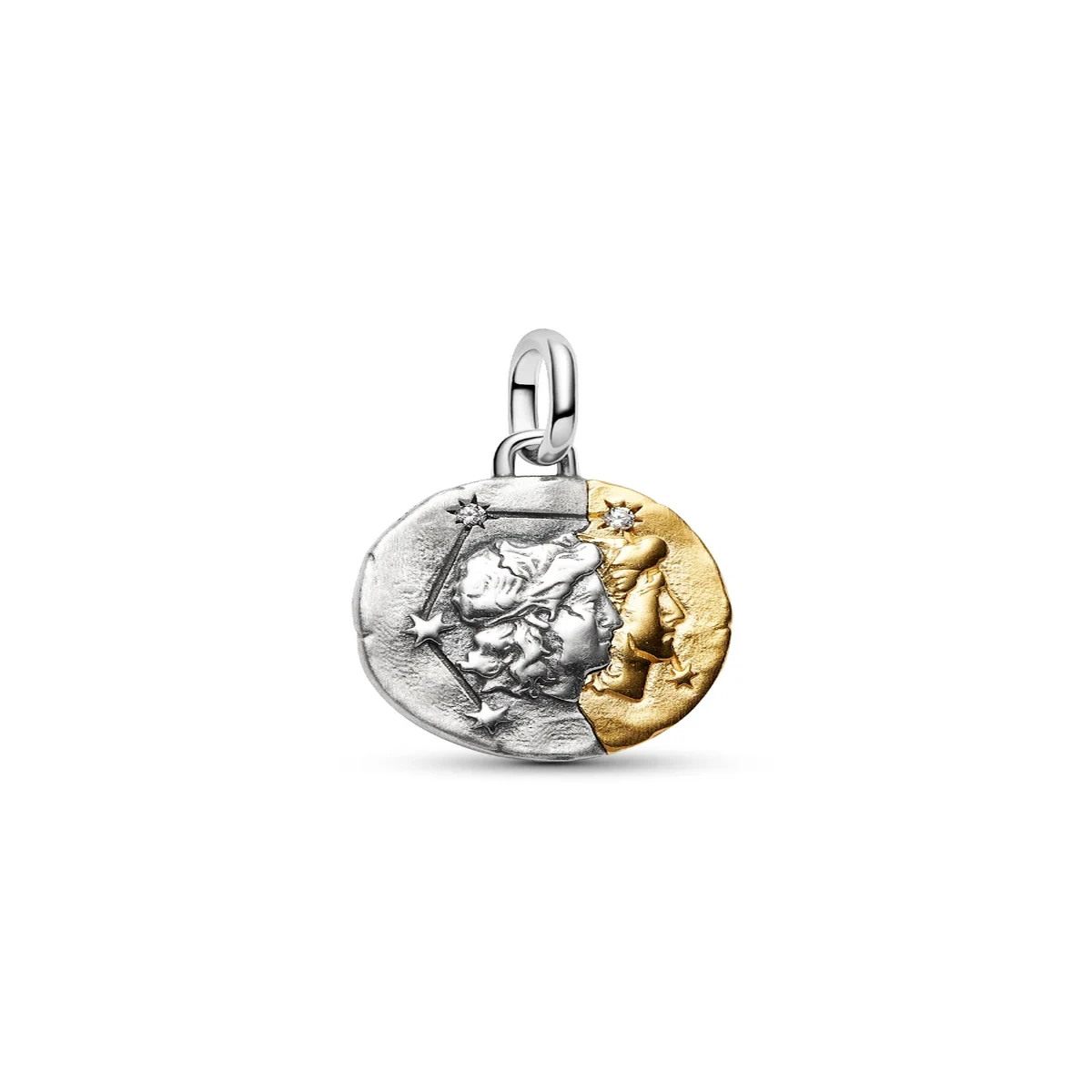 Charm Medallón en plata de ley y con un recubrimiento en oro de 14k Zodiaco Géminis