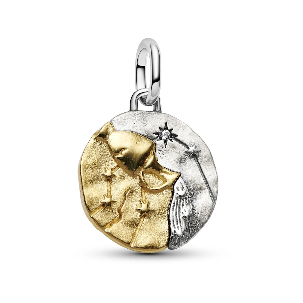Charm Medallón en plata de ley y con un recubrimiento en oro de 14k Zodiaco Piscis