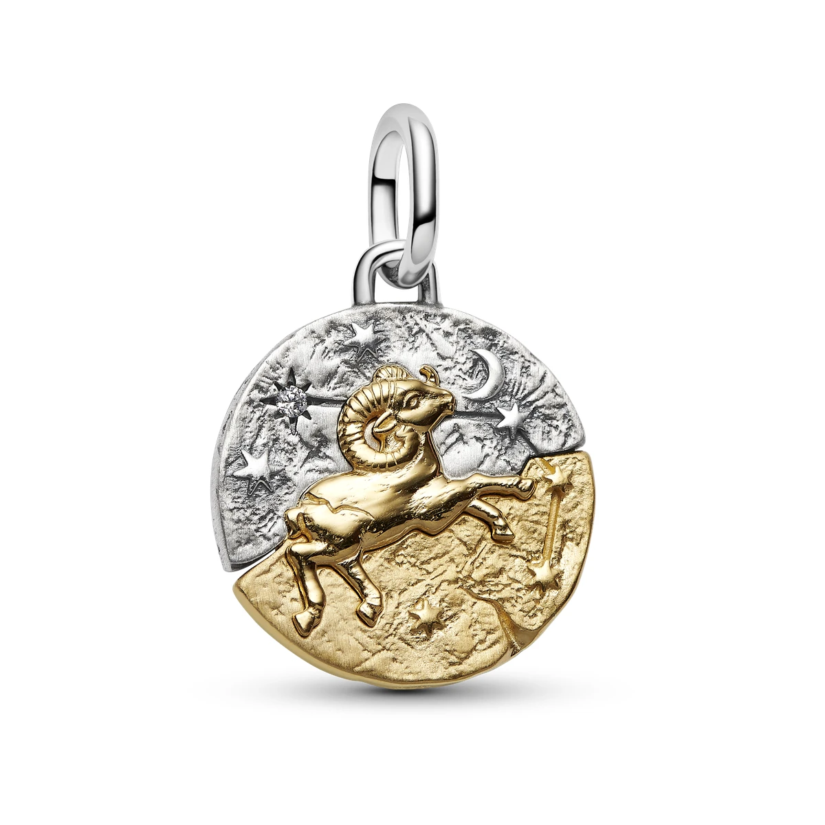 Charm Medallón en plata de ley y con un recubrimiento en oro de 14k Zodiaco Aries