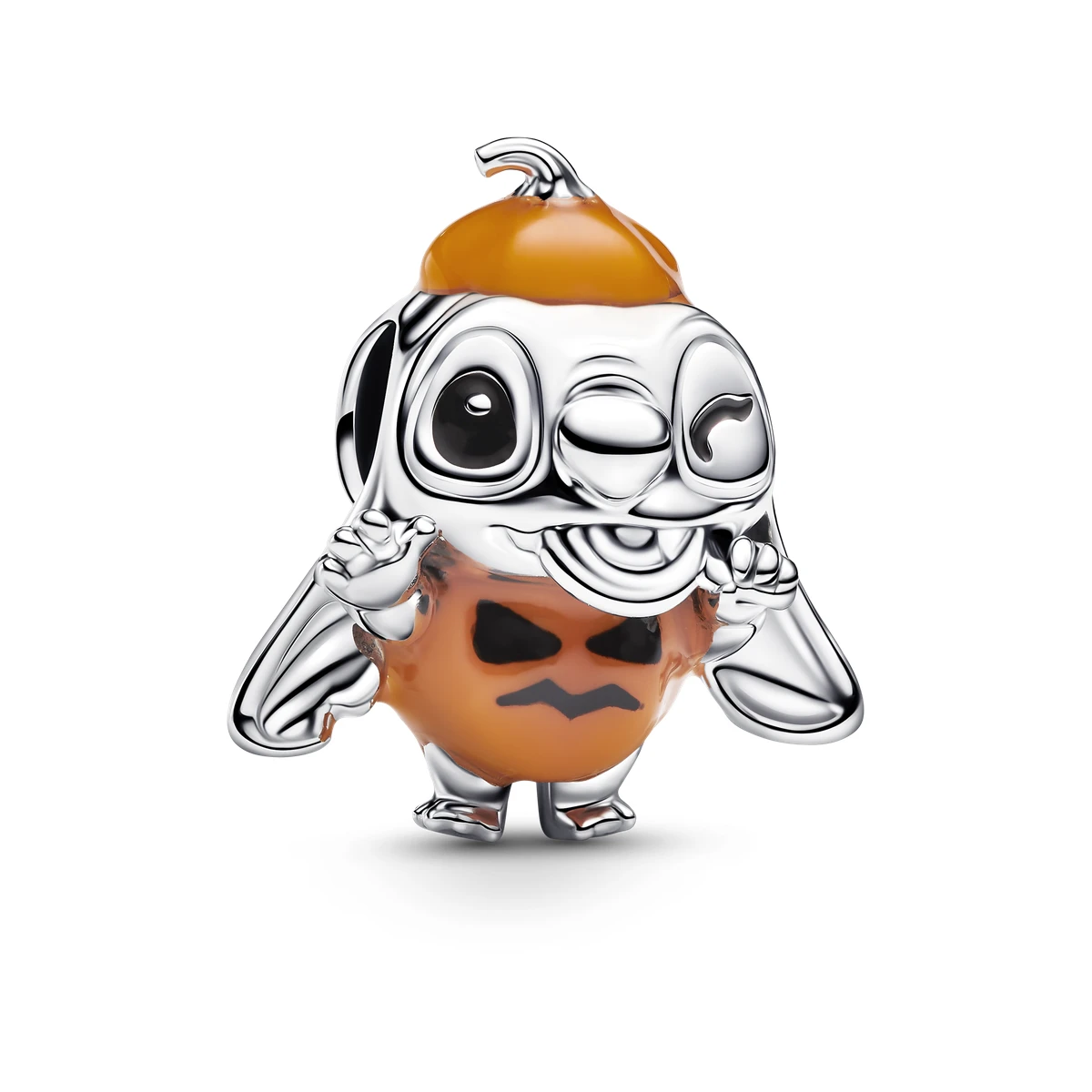 Charm en plata de ley Calabaza Halloween Stitch de Disney