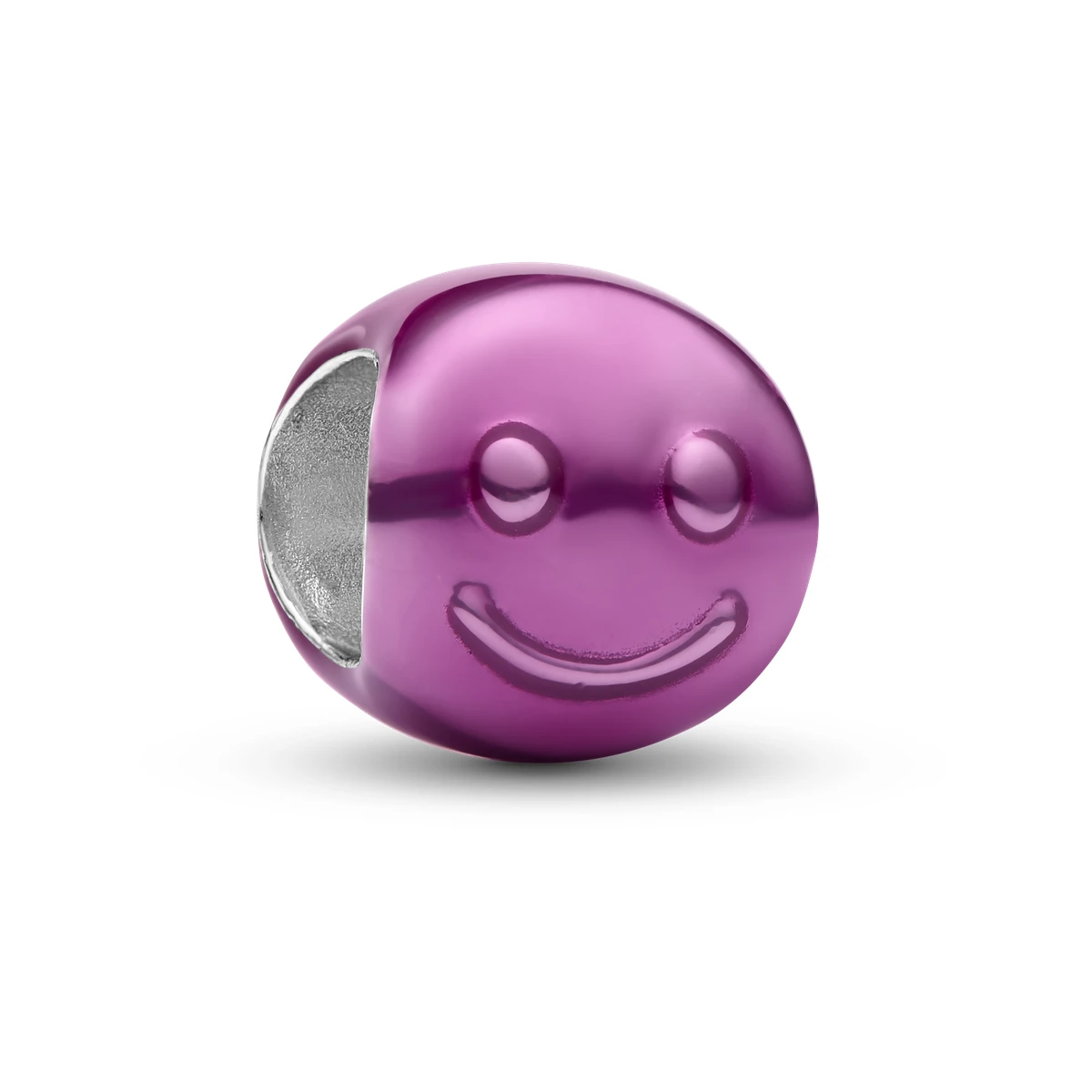 Charm Mini en plata de ley Cara Feliz Rosa