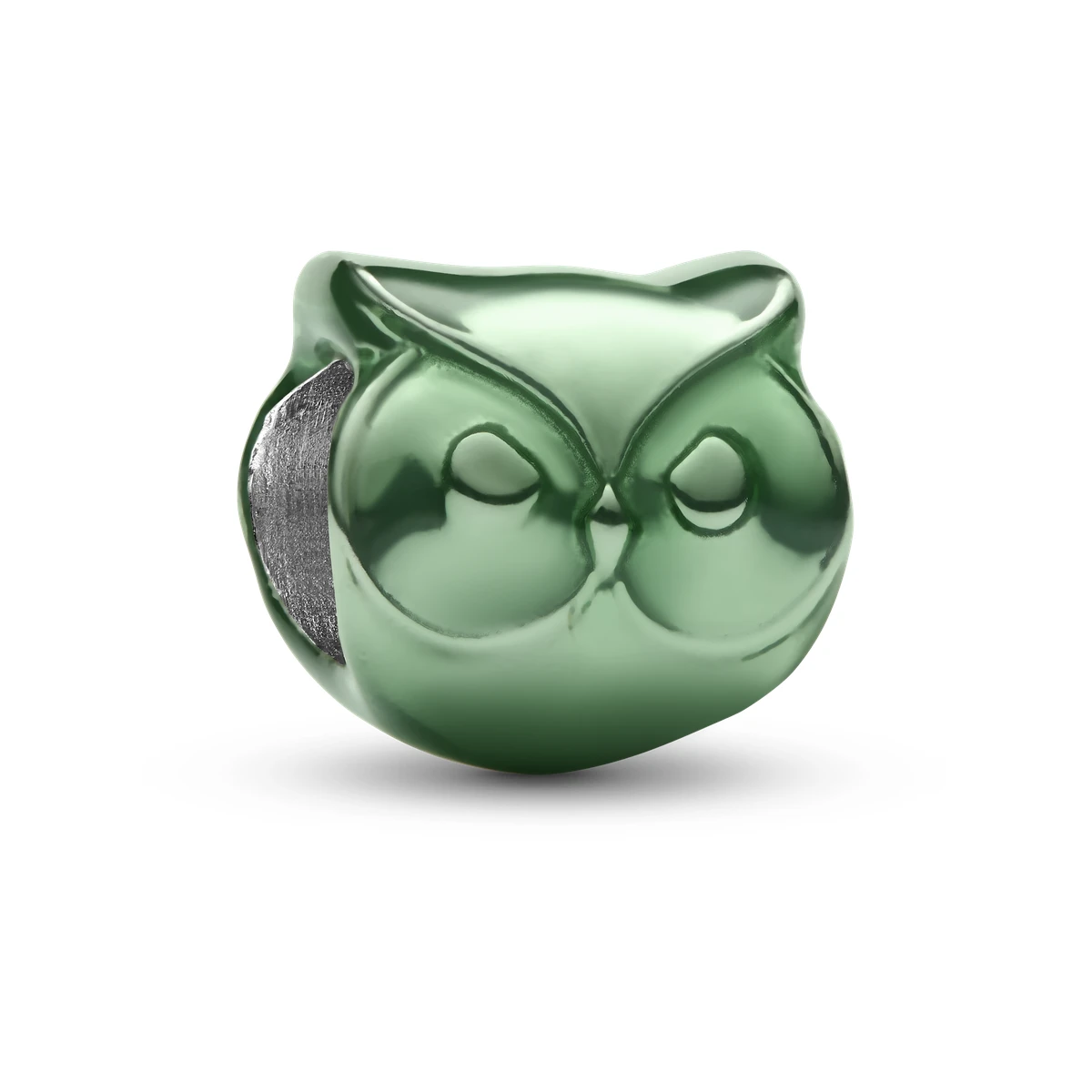 Charm Mini en plata de ley Búho Verde