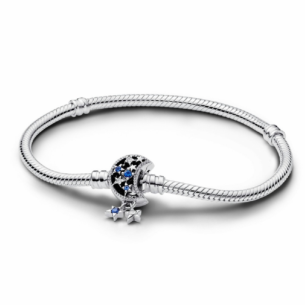 Pulsera Pandora Cadena de Serpiente con Cierre Luna Brillante