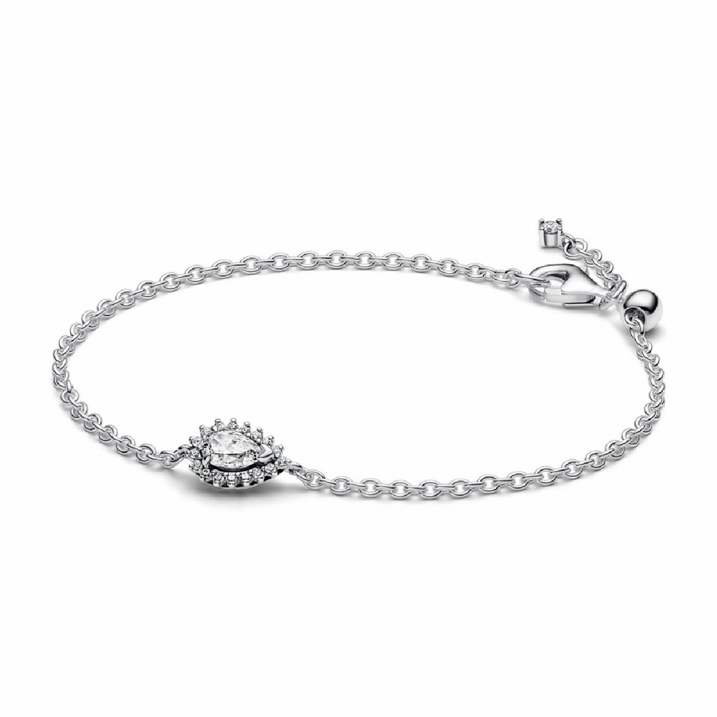 Pulsera Pandora Cadena con Halo de Pera Brillante