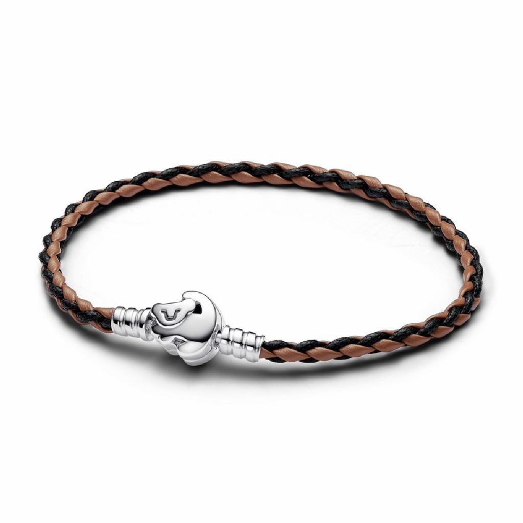 Pulsera Pandora Moments cuero trenzado cierre Rey León de Disney