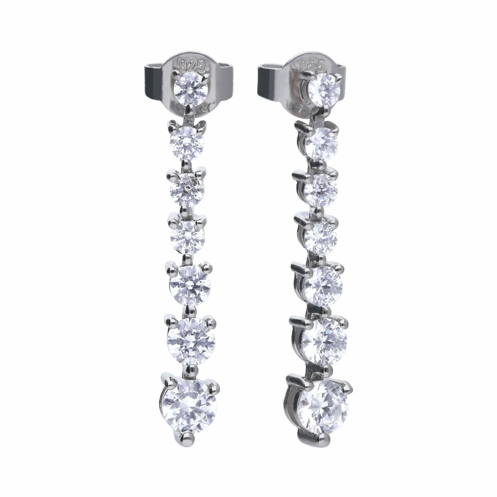 pendinetes largos diamonfire plata con 7 circonitas