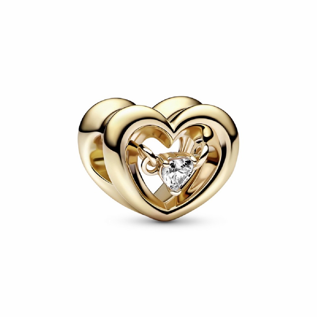 Charm Pandora Corazón Radiante y Gema Flotante