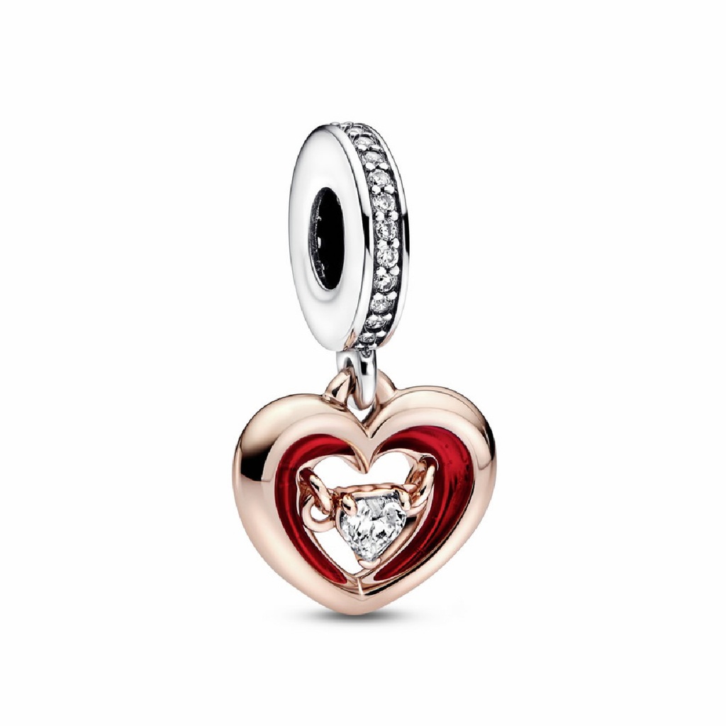 Charm Colgante Pandora rose Corazón Radiante en Dos Tonos