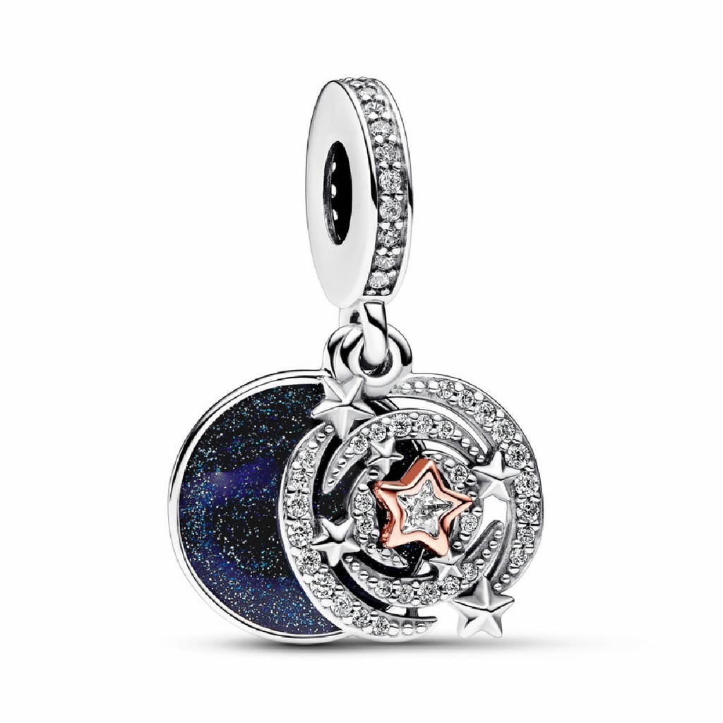 Charm colgante Pandora Doble con estrella fugaz de dos tonos