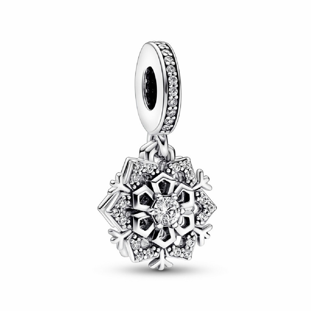 Charm colgante Pandora Doble Copo de Nieve Brillante