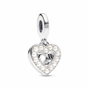 Charm colgante Pandora Doble Corazón Blanco Anacarado (Gracias Mama) 792649C01