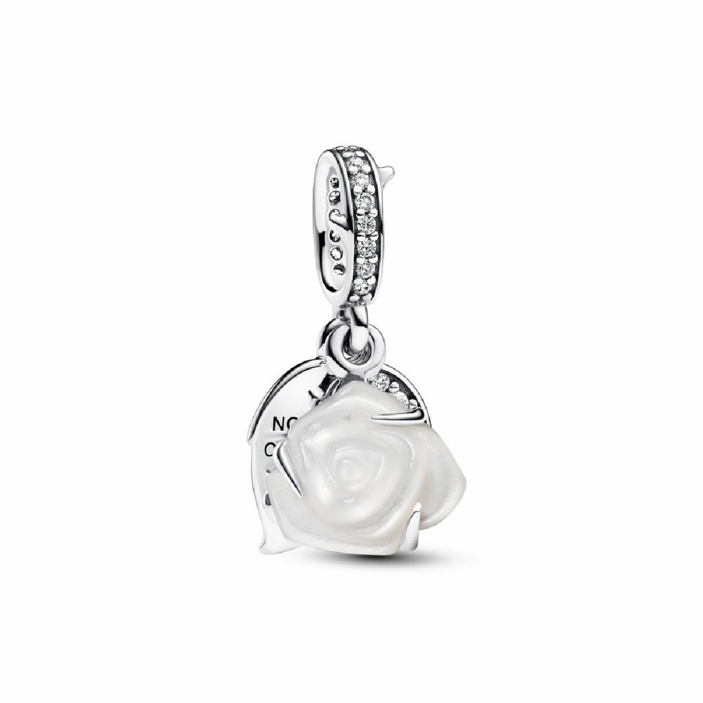 Charm Pandora colgante doble con rosa blanca en flor 793200C01