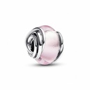 Charm Pandora de cristal de murano rosa rodeado