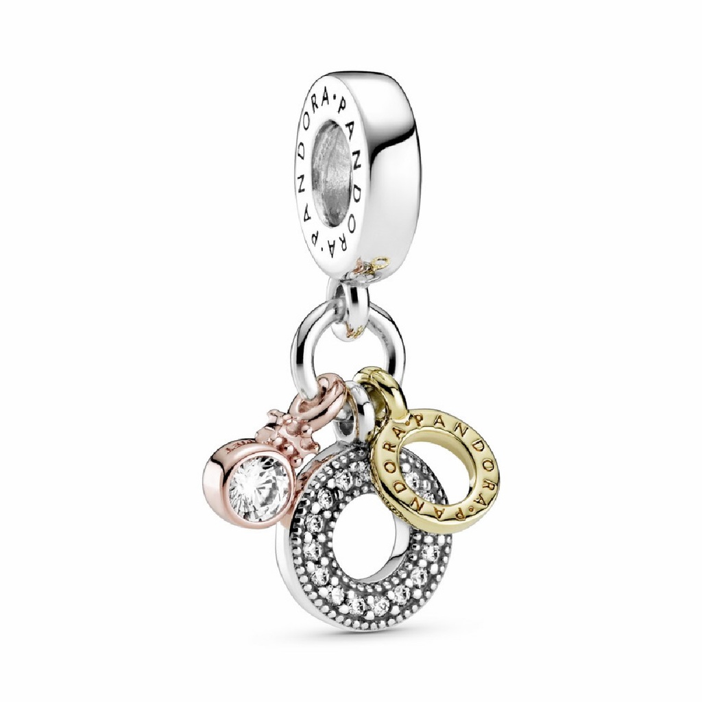 Colgante Pandora tricolor Monógama y Logo
