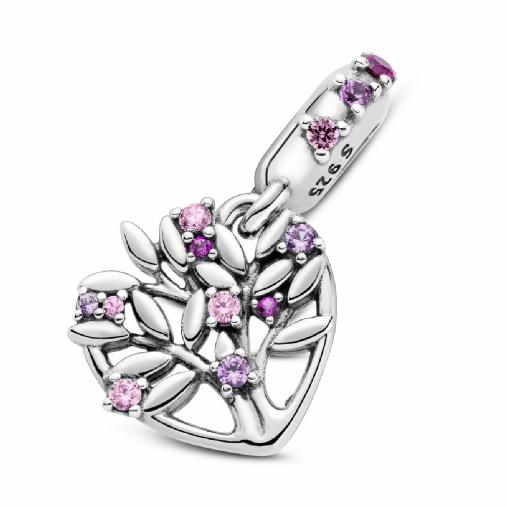 Charm Colgante Pandora Corazón Árbol de la Vida Rosa